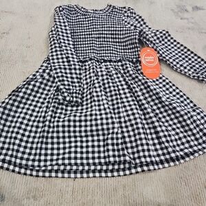 Wonder Nation Girl's Size 3T Black and White Gingham Dress Smocked,Holiday